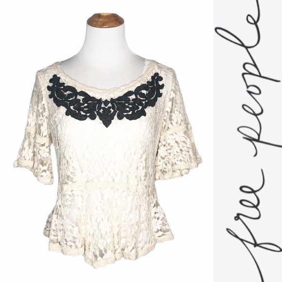 Rare Free People Lace Top in Cream size small - Picture 2 of 7